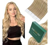 Easyouth Extension Biadesive Capelli Veri Bionde Extensions Capelli Veri Adesivo Biondo Highlight Bianco Extension Remy Biadesivo Invisibile #P27/613 30cm 30g 20pz