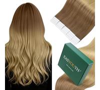 Easyouth Extension Biadesive Capelli Veri Biondo Balayage Extensions Capelli Veri Adesivo Marrone Dorato Ombre Biondo Dorato Extension Remy Biadesivo Invisibile #Ba10/14 35cm 40g 20pz