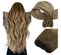 Easyouth Extension Capelli Umani Castano Balayage Tessitura Veri Scuro e Chiaro a Biondo Medio Ombre Remy Dritto 40cm 100g