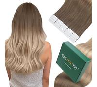Easyouth Extension Capelli Veri Biadesivo Marrone Balayage Capelli Veri Extensions Adesivo Marrone Medio E Biondo Cenere Ombre Biondo Platino Extension Adesivo Remy Invisibile #8/60/18 40cm 40g 20pz