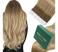 Easyouth Extension Capelli Veri Biadesivo Ombre Biondo Extension Biadesive Capelli Veri Marrone Medio Balayage Biondo Platino Biadesive Human Hair Extensions Lisci #6/27/60 50cm 50g 20pz