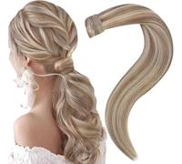 Easyouth Extension Capelli Veri Coda Biondi Coda Capelli Veri Extensions Castani e Biondi Ponytail Extension Human Hair Donne #P8/60 30cm 70g
