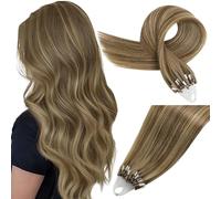 Easyouth Extension Capelli Veri Microring Invisibili Castano Micro Loop Hair Extensions Remy Castano Scuro a Biondo Fragola Extension Micro Ring Capelli Umani Lisci 50 cm 50g