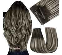 Easyouth Extension Capelli Veri Tessitura Farfalla Biondo Balayage Extension Capelli Farfalla Biondo Ombre Marrone PU OVO estensioni capelli umani Invisibile #2/8/2 40cm 80g