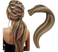 Easyouth Extension Coda Capelli Veri Marrone Coda Capelli Veri Extension Marrone Highlight Bionda Remy Human Hair Ponytail Estension Lunghi #P4/27 50cm 80g