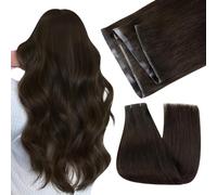 Easyouth Extension Farfalla Capelli Veri Marrone Exstescion Capelli Veri Tessitura a Farfalla Marrone Più Scuro Remy Doppia Trama Extensions Invisibile #2 55cm 100g