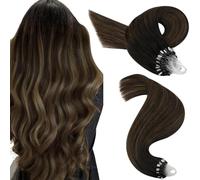 Easyouth Extension Micro Ring Capelli Veri Balayage Marrone Microring Extension Capelli Veri Ombre Marrone Scuro Medio Micro Ring Loop Human Hair Extension Lunghi #2/8/2 55cm 50g 50s