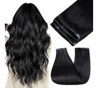 Easyouth Extension Tessitura Farfalla Capelli Veri Nero Extension Capelli a Doppia Trama Invisibile Nero Jet Extensions Remy Farfalla Lunghi #1 60cm 100g