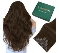 Easyouth Extensions Capelli Veri Clip Marrone Extension Clip Remy Marrone più Scuro Extension Capelli Umani Clips per Donne #2 45cm 120g 7pcs