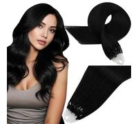 Easyouth Microring Extension Capelli Veri 55cm Nero Extension Micro Ring Capelli Veri Nero Jet Extensions Micro Ring Remy Lunghi #1 50g 50s