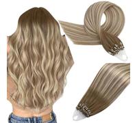 Easyouth Microring Extension Capelli Veri Ombre Biaondo Extension Micro Ring Capelali Veri Marrone Ombre Biondo Chiaro Extensions Micro Ring Remy Invisibile #3/8/22 45cm 50g 50s