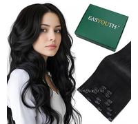 Easyouth Nero Extension Capelli Veri Clip Invisibile Capelli Clip Extension Umani Nero Jet Extension Clip Capelli Remy Lisci 45cm 120g 7Pz #1