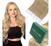 Easyouth Tape on Extension Capelli Veri Extension Capelli Veri Biadesivo 22 pollice Colore Biondo Mix Giallo Biondo 50g Extension Biadesivo Tape in Capelli Veri