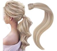 Easyouth Wrap Ponytail Capelli Umani Lisci Coda di Cavallo Capelli Veri Colore Biondo Cenere Mix Giallo Clip in Straight Ponytail Extensions Naturale 14 Zoll 70g #18P613