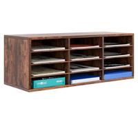 EasyPAG 12 Scomparti Legno A4 Organizzatore Carta Portadocumenti Scrivania Vassoio Ufficio Vaschetta Portalettere Ripiano Portacorrispondenza,Marrone