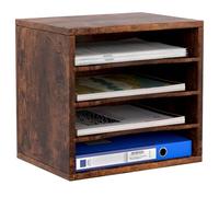 EasyPAG 4 Livelli Legno A4 Organizzatore Scrivania Portadocumenti Ufficio Vaschetta Portalettere Ripiano Portacorrispondenza Vassoio Impilabile,Marrone