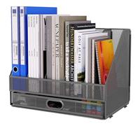 EasyPAG 5 Scomparti Metallo Rete A4 Vassoio Ufficio Organizzatore Carta Vaschetta Portalettere Portadocumenti Scrivania Ripiano Portacorrispondenza con Cassetto,Argento