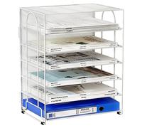 EasyPAG 6 Livelli Metallo Rete Vassoio Lettere A4 Organizzatore Carta Portadocumenti Scrivania Ufficio Vaschetta Portalettere Ripiano Portacorrispondenza,Bianco