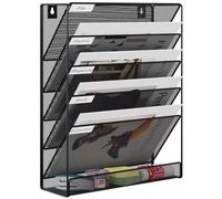 EasyPAG 6 ripiani A4 in rete da appendere a parete, organizer per posta e riviste, nero