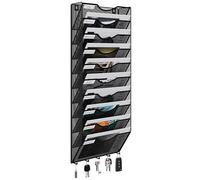 EasyPAG Portadocumenti a Parete A4 10 Compartimenti Metallo Rete,Portariviste a Muro,Porta Lettere da Appendere,Organizzatore Posta da Muro con 5 Ganci per Ufficio & Casa,Nero
