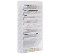 EasyPAG Portadocumenti a Parete A4 10 Compartimenti Metallo Rete,Portariviste a Muro,Porta Lettere da Appendere,Organizzatore Posta da Muro per Ufficio & Casa,Bianco