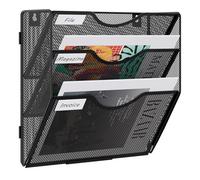 EasyPAG Portadocumenti a Parete A4 3 Compartimenti Metallo Rete Assemblabile,Portariviste a Muro,Porta Lettere da Appendere,Organizzatore Posta da Muro per Ufficio & Casa,Nero