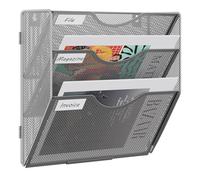 EasyPAG Portadocumenti a Parete A4 3 Compartimenti Metallo Rete Assemblabile,Portariviste a Muro,Porta Lettere da Appendere,Organizzatore Posta da Muro per Ufficio & Casa,Argento