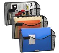 EasyPAG Portadocumenti a Parete A4 3 Tasche Orizzontale Metallo Rete,Portariviste a Muro,Porta Lettere da Appendere,Organizzatore Posta da Muro con Piastra per Ufficio & Casa,Nero