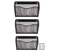 EasyPAG Portadocumenti a Parete A4 3 Tasche Orizzontale Metallo Rete,Portariviste a Muro,Porta Lettere da Appendere,Organizzatore Posta da Muro per Ufficio & Casa,Nero