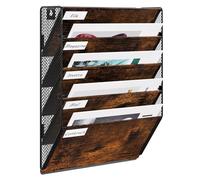 EasyPAG Portadocumenti a Parete A4 5 Compartimenti Metallo Legno,Portariviste a Muro,Organizzatore Posta da Muro,Porta Lettere da Appendere per Ufficio & Casa