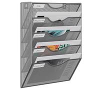 EasyPAG Portadocumenti a Parete A4 5 Compartimenti Metallo Rete,Portariviste a Muro,Porta Lettere da Appendere,Organizzatore Posta da Muro per Ufficio & Casa,Argento