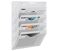 EasyPAG Portadocumenti a Parete A4 5 Compartimenti Metallo Rete,Portariviste a Muro,Porta Lettere da Appendere,Organizzatore Posta da Muro per Ufficio & Casa,Bianco