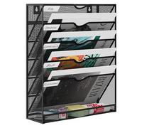 EasyPAG Portadocumenti a Parete A4 6 Compartimenti Metallo Rete,Portariviste a Muro,Porta Lettere da Appendere,Organizzatore Posta da Muro per Ufficio & Casa,Nero