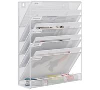 EasyPAG Portadocumenti a Parete A4 6 Compartimenti Metallo Rete,Portariviste a Muro,Porta Lettere da Appendere,Organizzatore Posta da Muro per Ufficio & Casa,Bianco