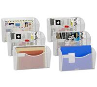 EasyPAG Portadocumenti a Parete A4 6 Tasche Orizzontale Metallo Rete,Portariviste a Muro,Porta Lettere da Appendere,Organizzatore Posta da Muro con Piastra per Ufficio & Casa,Bianco