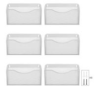 EasyPAG Portadocumenti a Parete A4 6 Tasche Orizzontale Metallo Rete,Portariviste a Muro,Porta Lettere da Appendere,Organizzatore Posta da Muro per Ufficio & Casa,Bianco