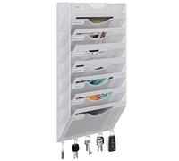 EasyPAG Portadocumenti a Parete A4 8 Compartimenti Metallo Rete,Portariviste a Muro,Porta Lettere da Appendere,Organizzatore Posta da Muro con 5 Ganci per Ufficio & Casa,Bianco