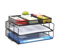 EasyPAG Portadocumenti da Scrivania A4 3 Compartimenti Metallo Rete,Organizzatore da Ufficio,Vassoio per Lettere,Organizer Scrivania,Ripiano Portacorrispondenza per Casa & Scuola,Nero