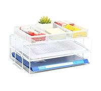 EasyPAG Portadocumenti da Scrivania A4 3 Compartimenti Metallo Rete,Organizzatore da Ufficio,Vassoio per Lettere,Organizer Scrivania,Ripiano Portacorrispondenza per Casa & Scuola,Bianco