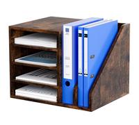 EasyPAG Portadocumenti da Scrivania A4 6 Compartimenti Legno,Vassoio Lettere,Ripiano Portacorrispondenza,Organizzatore Carta per Ufficio & Casa,Marrone