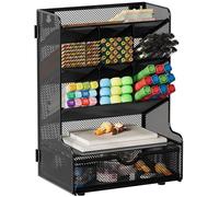 EasyPAG Portapenne da Scrivania 9 Compartimenti Metallo Rete,Organizzatore Scrivania,Porta Cancelleria per Ufficio & Casa,Nero