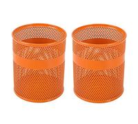 EasyPAG Portapenne da Scrivania Metallo Rete,Organizzatore Scrivania,Portamatite per Ufficio & Casa,Confezione da 2,Arancione