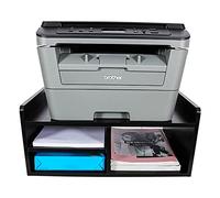 EasyPAG Supporto Stampante da Scrivania 4 Compartimenti Legno,Ripiano per Stampante,Organizzatore Carta A4 per Ufficio & Casa,Nero