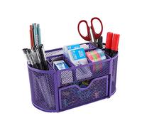 EasyPAG Ufficio Mesh Desk Tidy Versatile Cancelleria Desktop Organizer Portapenne con Cassetto, Viola