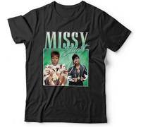 Easypitwy Missy Elliott Appreciation T Shirt Short Sleeve Cotton Men Black XL