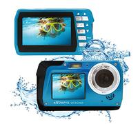 Easypix W3048 Edge Iceblue - Fotocamera subacquea, 48 MP doppio schermo per selfie, blu