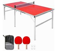 EasyPong | Tavolo da Ping Pong Rosso| 182x91cm | qualità Premium | Facile da trasportare | Stabile | Ideale per Esterni e Interni | 2 Racchette + 4 Palline | Tennis da Tavolo | OriginalCup