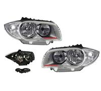 EASYSHOP24H Set 2 Faro Fanale Proiettore Anteriore Destro e Sinistro Per Serie 1 e81 e82 e87 e88 da 2004 a 2010 H7 H7 Predisposto Regolazione Elettrica Parabola Chiara Gruppo Ottico Luce Fanalino