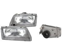 EASYSHOP24H Set 2 Faro Fanale Proiettore Anteriore Destro Sinistro Per Cinquecento 500 dal 1992 al 1999 Alogeno H4 Gruppo Ottico Luce Fanalino Regolazione Manuale Parabola Grigia