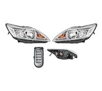 EASYSHOP24H Set 2 Faro Fanale Proiettore Anteriore Sinistro e Destro Per Focus II Mk2 Restyling da 2007 a 2011 H7 H1 Cromato Predisposto Regolazione Elettrica Gruppo Ottico Luce Fanalino